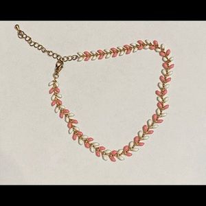 Pink White Gold Herringbone Anklet Ankle Bracelet